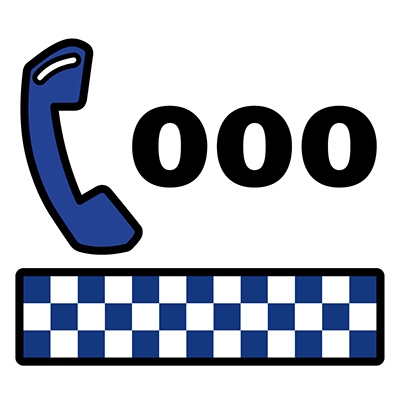 Phone with "000" and police stripes.