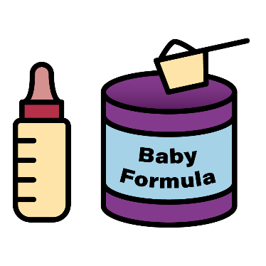 A baby bottle and baby formula