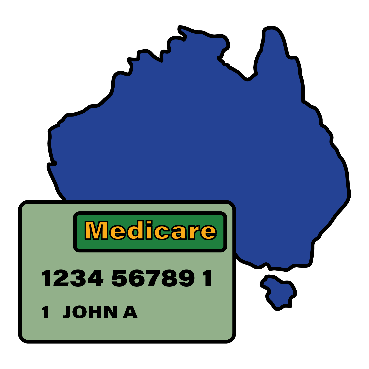 A map of Australia with a Medicare card next to it