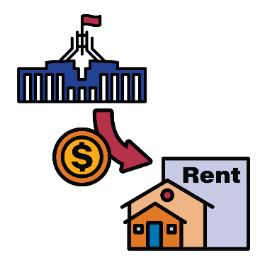 An image showing money going from federal government to rent payments