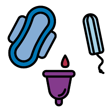 A pad, a tampon and a menstrual cup