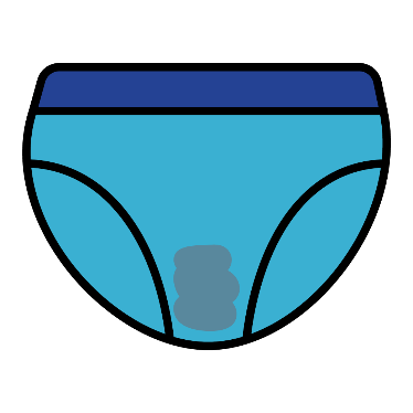 A pair of underwear with fluid on it