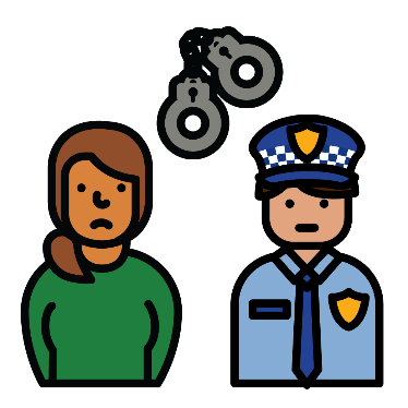Icon of a police officer and a woman with handcuffs