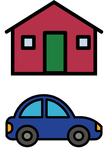 Icon of a house and a car