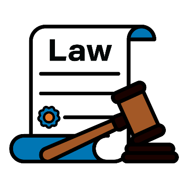 Icon of a legal document and a judge's hammer