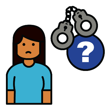 Icon of prisoner with handcuffs and a question mark