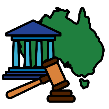 Icon of Australia court symbol and with judges hammer
