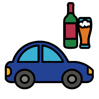 Icon of a car and alcohol