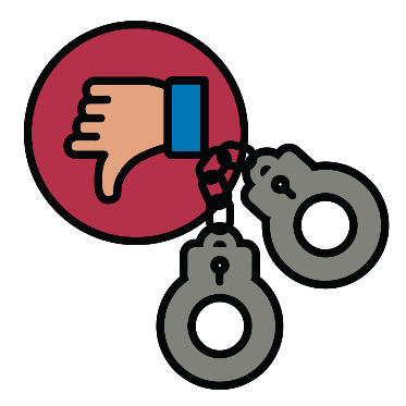 Icon of a thumbs down and some handcuffs