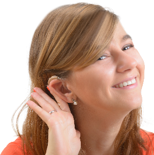 Image of a woman wearing a hearing aid