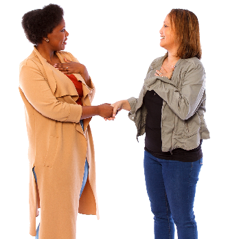 Image of two woman talking to each other