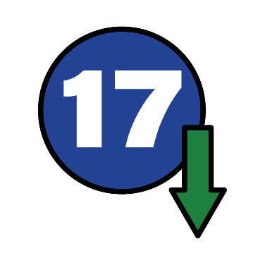 Icon of with the number 17 and a down arrow